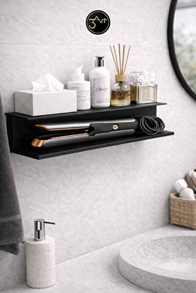 3art Metal Airstraitt Standı - Isıya Dayanıklı Banyo Rafı, Kablo Toplamalı Mo...