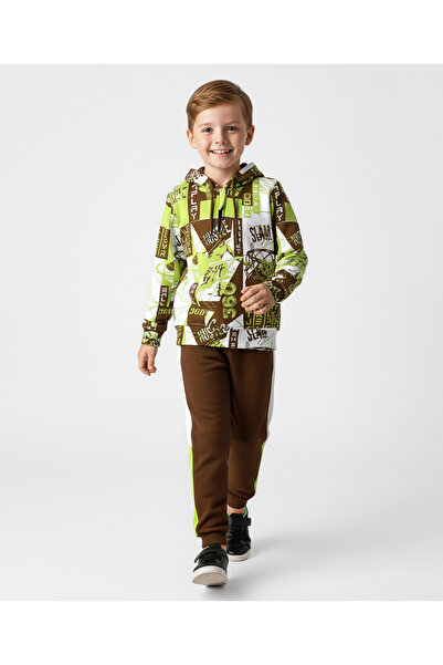Ollington St. Cotton Knit Full Sleeves Printed Hooded Sweatshirt & Joggers Se...
