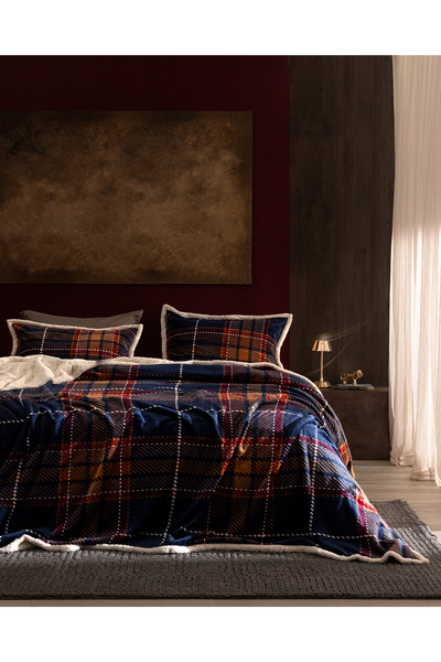 Madame Coco غطاء سرير جالون تيك سينجل شيربا - أزرق داكن