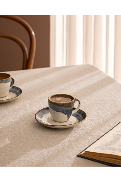 Madame Coco Mathilda 6 Kişilik 12 Parça Kahve Fincan Takımı - Mavi - 90 ml