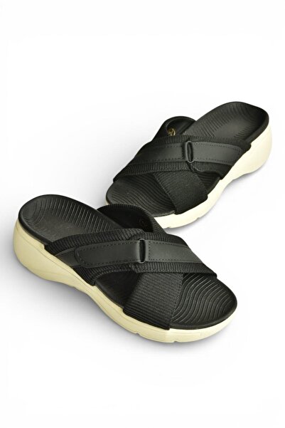 Fox Shoes Y973935004 Black Fabric Thick Soled Women's Slippers