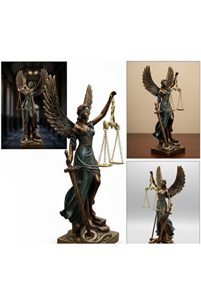 Kuzey Tacı Adalet Tanrıçası Themis Heykeli 30 cm – Terazi ve Kılıç Detaylı, K...