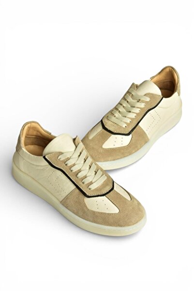 Fox Shoes Y555201403 Beige Genuine Leather Women's Sports Shoes Sneakers
