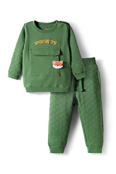 Babyhug Terry Knit Full Sleeves T-Shirt & Lounge Pants Set Text Embroidery & ...
