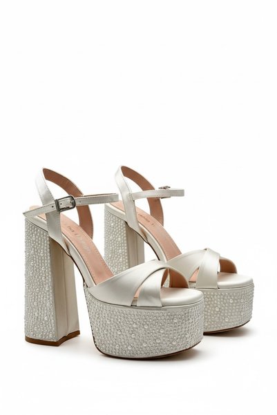 Sukha Satin Platform Heel Bridal Shoes, Bridal Shoes, Handmade Bridal Shoes