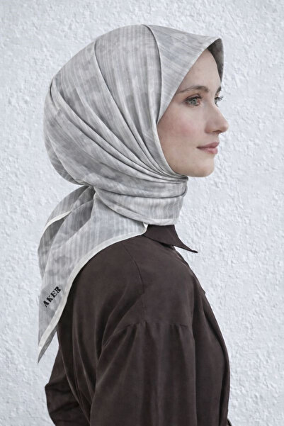 Aker Jacquard Sura Silk Scarf 7208404 - 311 Syr53000 Gray Floral Armure Pattern