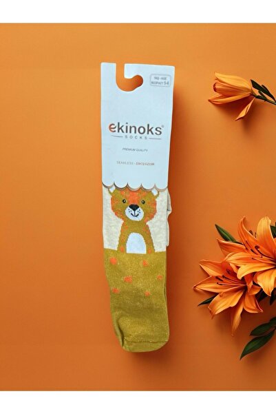 Ekinoks Colanți termici fără cusături pentru băieți, cu imprimeu animal, bej