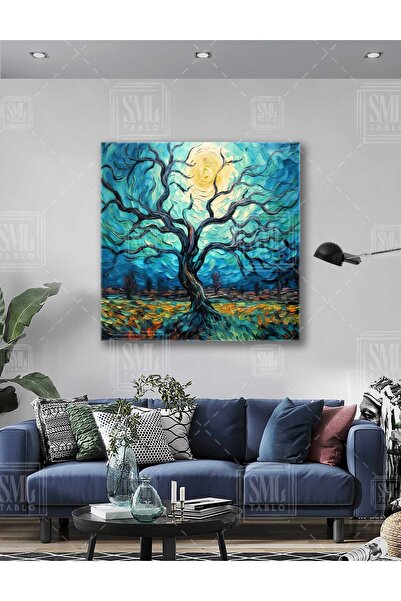 SML TABLO Withered Tree Autumn Fall Forest Sun Modern Landscape Square Canvas...