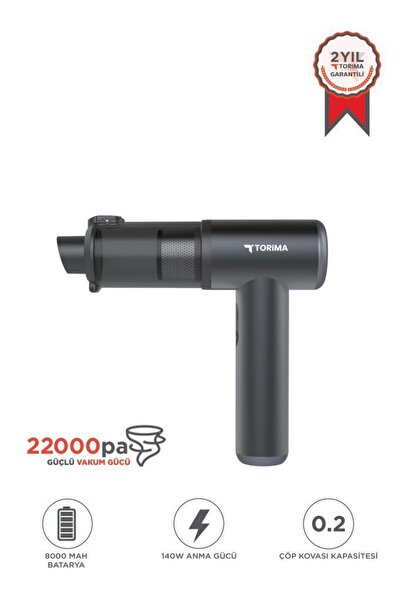 Torima Araç İçi Süpürge 22.000PA Güçlü Emiş USB-C Şarjlı Mini Araba El Süpürg...