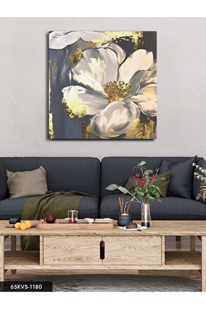 Evinemoda Gold Detailed Flower One Piece Square Canvas - Canvas Art Print