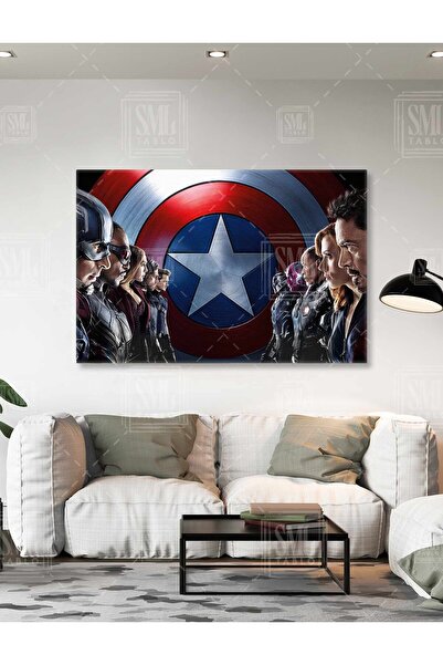SML TABLO Avengers Yenilmezler Süper Kahraman Iron Man Captain America Hulk T...