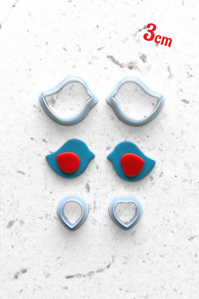 WE3D Cute Bird Polymer Clay Ceramic Dough Mold Set - 3cm