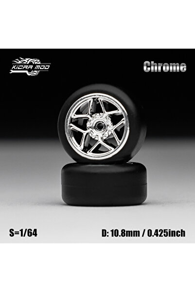 choice2 MMW112 1/64 Model Car Electroplated Silver Wheels with Fixed Tires Co...