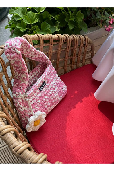 libukes Papatya Detaylı Örgü Omuz Çanta