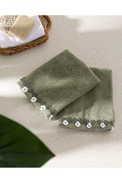 Madame Coco Jeanne Crocheted Σετ 2 πετσετών χεριών από 100% βαμβάκι - Πράσινο...