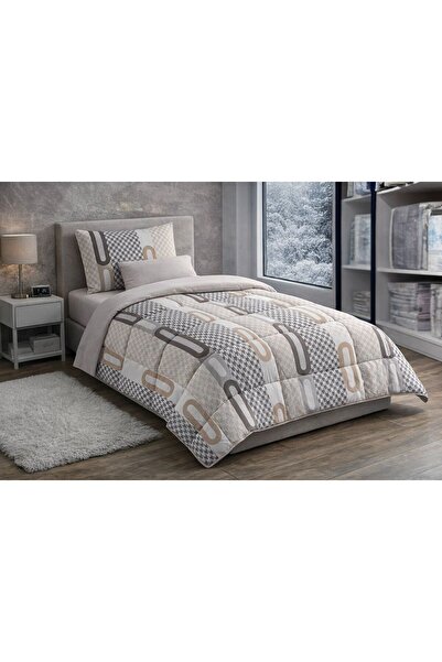 VELLON HOME 5 PARÇA RANFORCE TEK KİŞİLİK UYKU SETİ ELİPS KAHVE