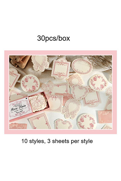 choice2 Pink 1 box of 30 sheets retro embossed floral border DIY writable dec...