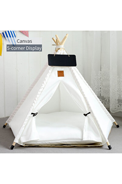 Choice14 خيمة M-5-corner من القماش الأبيض للحيوانات الأليفة، مناسبة للقطط وال...