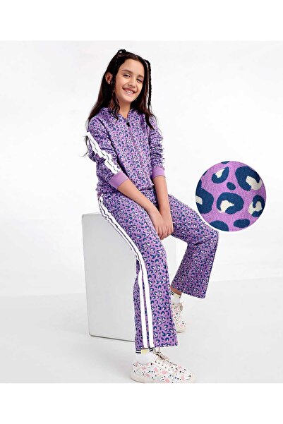 Ollington St. Co-Ord Set Of Printed Full Sleeves Hoodie & Track Pant - Lavender