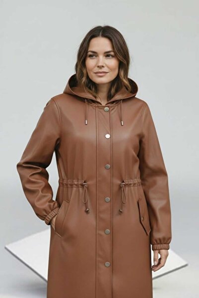 Esvet ESVET2281 KAPÜŞONLU DERİ CEKET