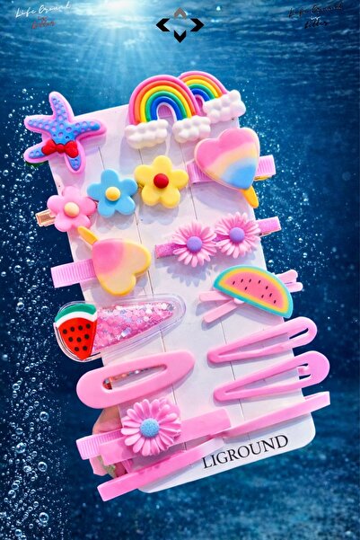 LİGROUND Set de agrafe de păr din silicon pentru fete, 14 bucăți, cu sclipici...