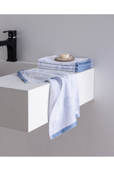 Madame Coco Set de 4 prosoape de bumbac Opale - Albastru - 30x45 cm