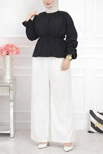 CNG MODA Hijab Short Poplin Shirt with Elastic Waist