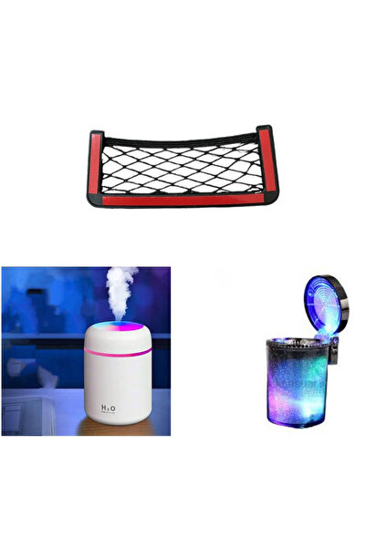 zifona مرطب هواء من مادة الشبك، طقم منفضة سجائر مضيئة مكون من 3 قطع