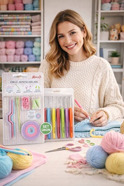 maker co 9 Lu Tığ Seti ve Maket Co Örgü Aksesuarları