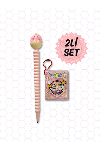 Ceylan Kırtasiye 2li Eggy Party Simli Stickerlı Mini Defter ve Figürlü Pembe ...