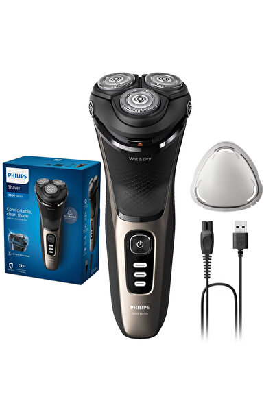 Philips Aparat de ras Seria 3000 S3242/12, bărbierit umed și uscat, fără fir,...