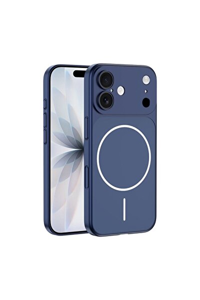 zore iPhone 16 Kılıf M-Safe Şarj Özellikli Kamera Korumalı Spark Kılıf-Mavi