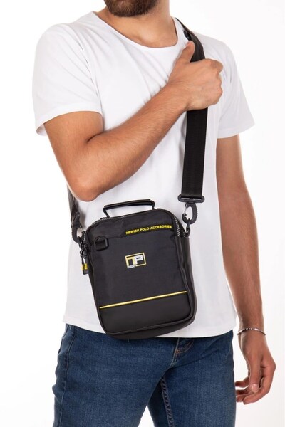 Newish Polo Men's Black Canvas Fabric Hand and Shoulder Bag