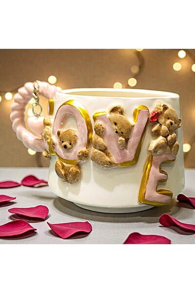 Boni Bon Collection Design El Yapımı 3D Yaldızlı LOVE Ayıcık Figürlü HEDİYE H...