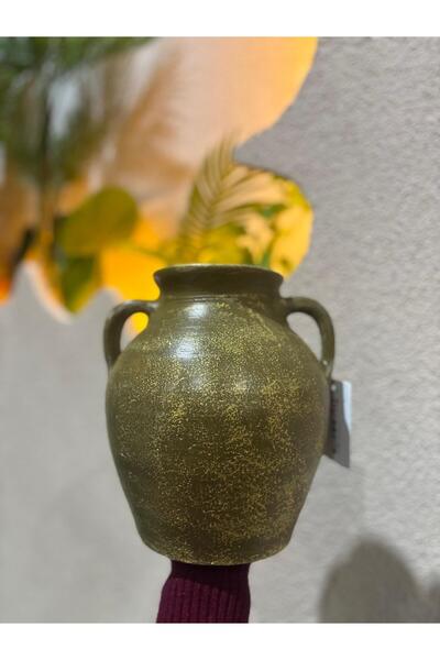 Ekodoğa 28 Cm Toprak Vazo Tombul Dekoratif Çömlek Süs Obje Biblo