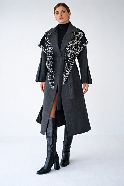 Wega Moda Patterned Triangle Double-Sided Shoulder Shawl – Women's Knitwear S...