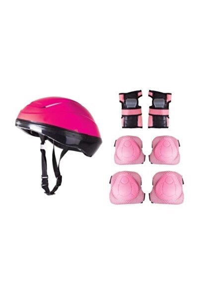 FeyzaDesign Çocuklar İçin Pembe Bisiklet Scooter Koruyucu Seti Kask Dizlik El...