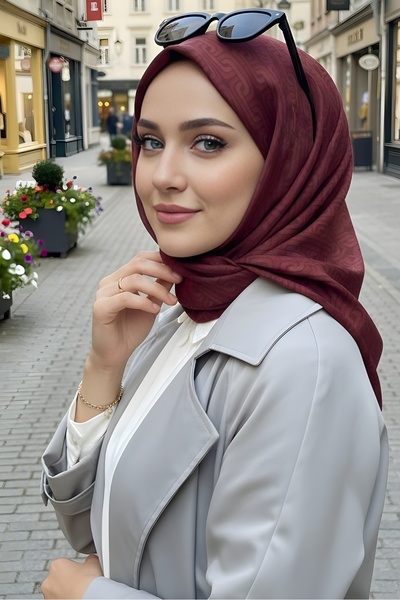 İmajButik Vişne Soft Digital Cotton Scarf