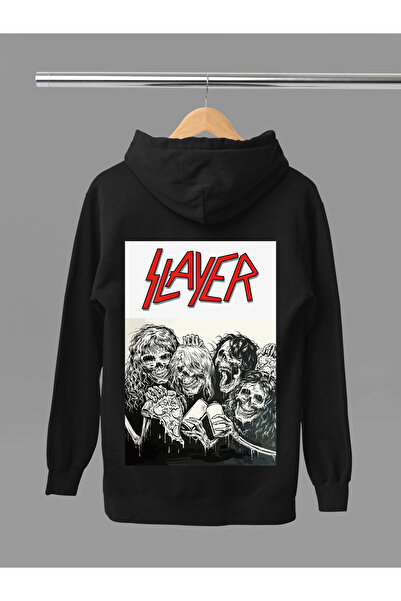 MAGORS Hanorac rock cu glugă, cu mânecă lungă, din bumbac imprimat, SLAYER TH...