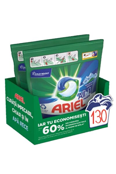 Ariel All In One Mountain Spring, Automatic Laundry Detergent, 2 Packs X 65 C...