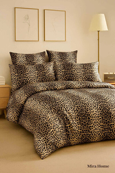 Mira Home Set de lenjerie de pat dublu din bumbac Wild Leopard