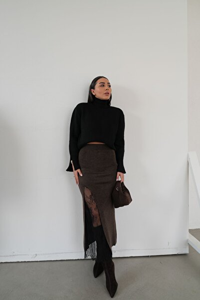Özge Özgenç Lace Detailed Maxi Knit Skirt