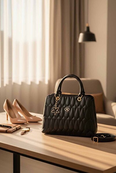 vynor atelier حقيبة يد نسائية أنيقة مبطنة ومزخرفة - حقيبة يد عملية بقسمين وحق...