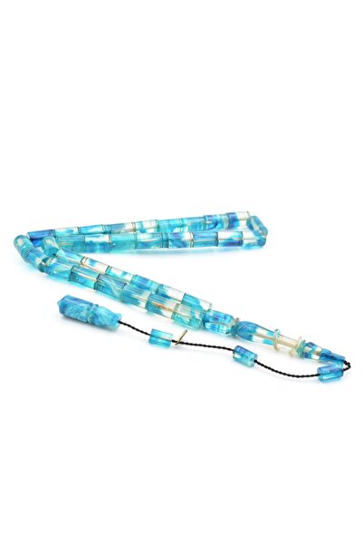 Murty99 سبحة خرزية من العنبر الأزرق المختلط بتصميم مقطوع مُوقّع من هاكان توران