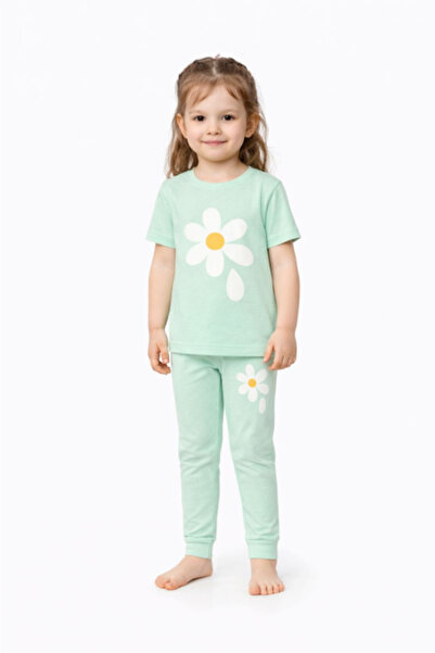 Semm Mix Pijamale din bumbac pentru fete, imprimeu floral, 2-3 ani