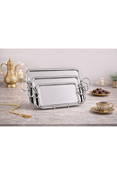 Dania ✨ Luxurious serving trays – 3-piece set with a modern design and mirror...
