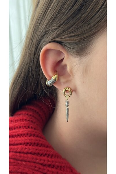 mibrillo Brand Equivalent Trendy Earrings Earcuff Lu (Set of Three Earrings)