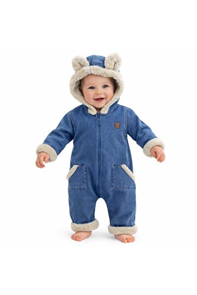 CROCODAYS Unisex Kids Baby Welsoft Denim (Jeans) Hooded Jumpsuit (3/6/9/12/18...