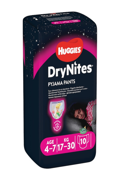 Huggies Scutece chilotel pentru noapte DryNites 4-7 yrs, Girl, 17-30 kg, 10 buc