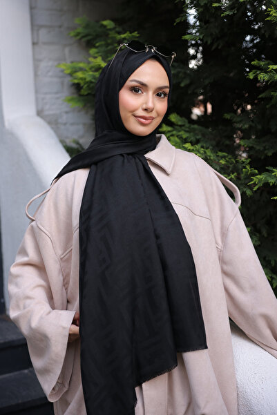 İmajButik Black İpekhan Cotton Jacquard Shawl